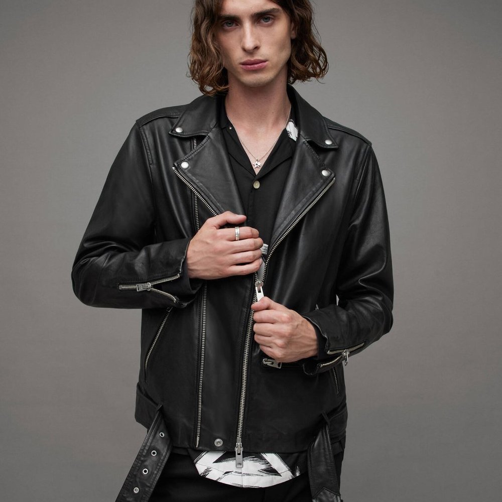 All Saints S male leather biker jacket, worn once
